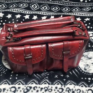 Studded Red Leather Handbag